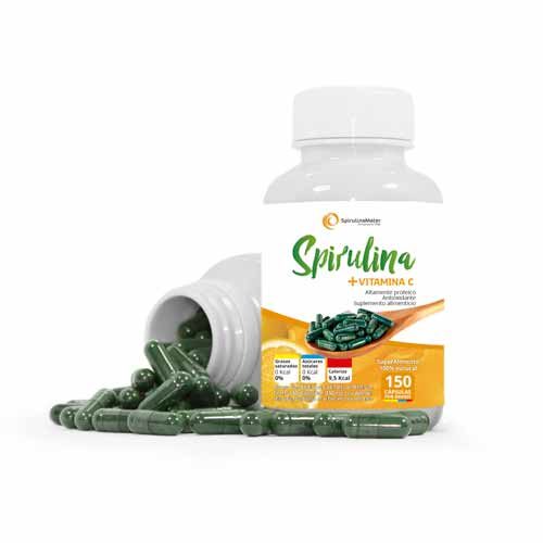1aafc5b0-711e-11ea-8d93-0603130a05b8.jpg Spirulina + Vitamina C 150 capsulas SpirulinaMater - Imagen 1