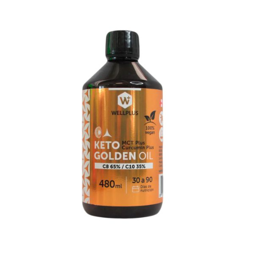 9d08947e-eff5-4a83-9cd3-b86e04f50904.png MCT Plus Keto Golden Oil + Curcumina - 480ml / Wellplus - Imagen 1