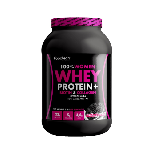 c945feeb-9f69-4002-aa93-49c29d710586.png 100% Women Whey Protein Cookies & Cream - 907g / Foodtech - Imagen 1