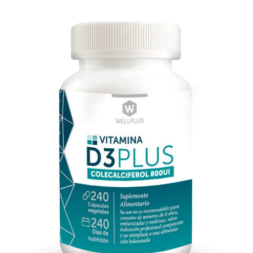 dc24b94d-03ab-47a4-834a-f969b0a9d796.png Vitamina D3 800ui Colecalciferol - 240 caps / Wellplus - Imagen 1