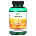 Vitamina D3 5000ui con Aceite de Coco - 60 softgels / Swanson