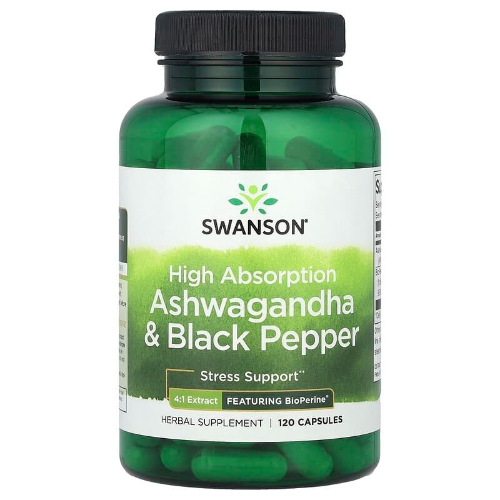 cc461ab9-38eb-4433-a406-a9b7bda298ef.png Ashwagandha & Black Pepper 4:1 - 120 caps / Swanson - Imagen 1