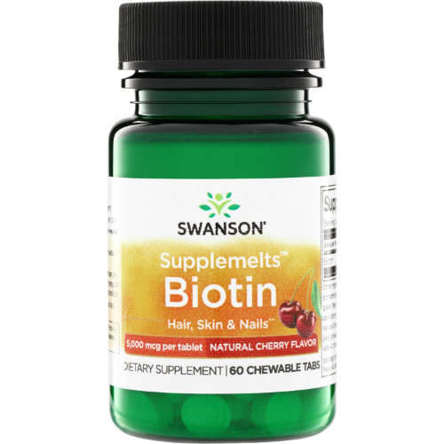 385dd6e4-20b1-4c4d-828a-356a60774ee8.png Biotina 5000mcg Sabor Natural Cherry - 60 masticables / Swanson - Imagen 1