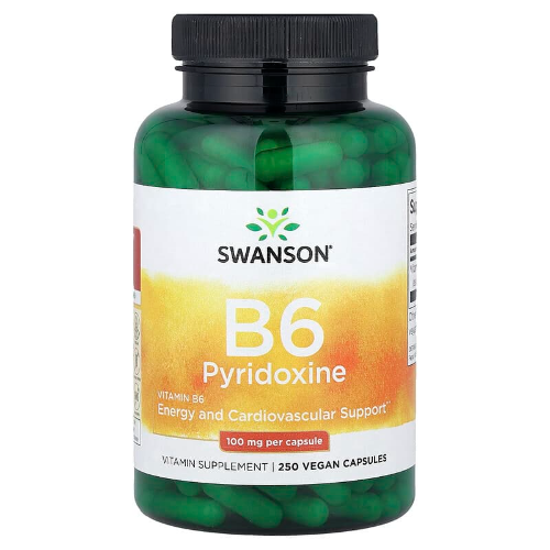 9f739884-52d7-45af-9242-a21c4902c563.png Vitamina B6 Pyridoxine 100mg - 250 caps / Swanson - Imagen 1