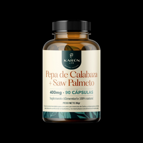 ac8e5c43-6bba-4500-85bb-2a75847f0e0b.png Pepa de Calabaza + Saw Palmeto 450mg - 60 caps / Karun Life - Imagen 1