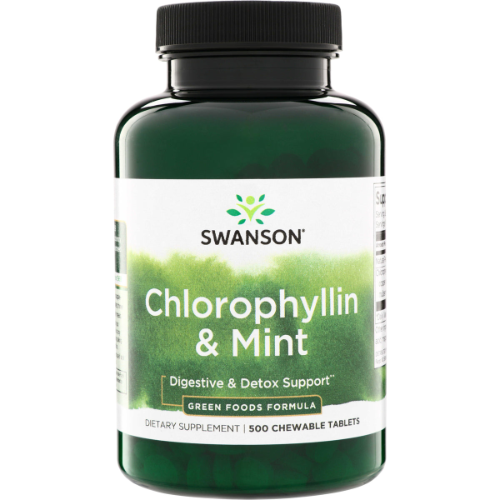 ca4c6d48-cfa7-4055-922e-4e3fd0bb9d4f.png Clorofilina y Menta - 500 tabletas masticables / Swanson - Imagen 1